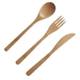 thumbnail image 4 of 4pcs Bamboo Forks Spoons Cutters Set Japanese Style Wood Cutlery Tableware for Dinner Barbecue (Spoon Fork Cutter and Cloth Bag), 4 of 8
