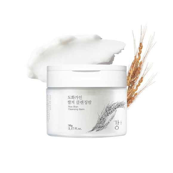 Bálsamo limpiador coreano House of Dohwa con aroma a arroz (textura de sorbete lechoso) - Desmaquillador Elimina el maquillaje resistente al agua y el aceite facial Incluye mini espátula higiénica
