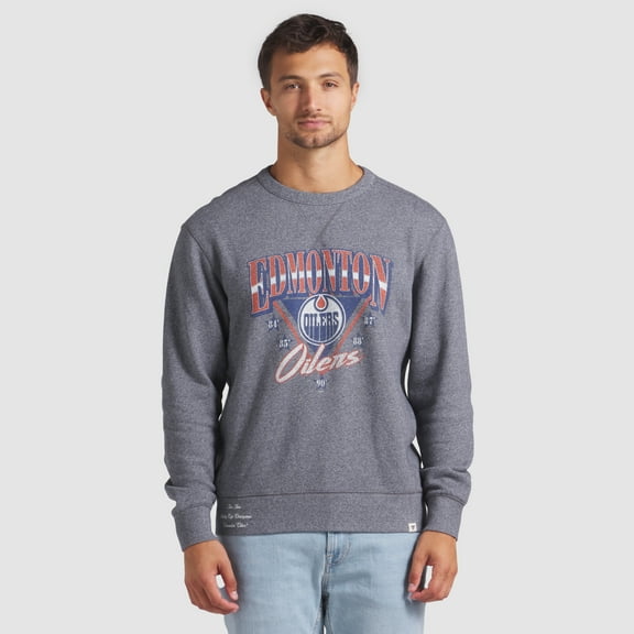 Men's Fanatics Heather Gray Edmonton Oilers Decades Collection Legendary Fleece Pullover Sweatshirt