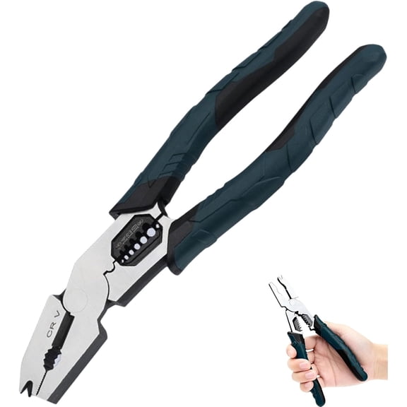 Industrial-Grade Multi-function Cutting Pliers, 9-in-1 Multi-Functional Pliers Nail Puller/Wire Cutter/Stripper/Crimper—Compound Action Leverage Design,Professional Cutting Tool for Home Repair