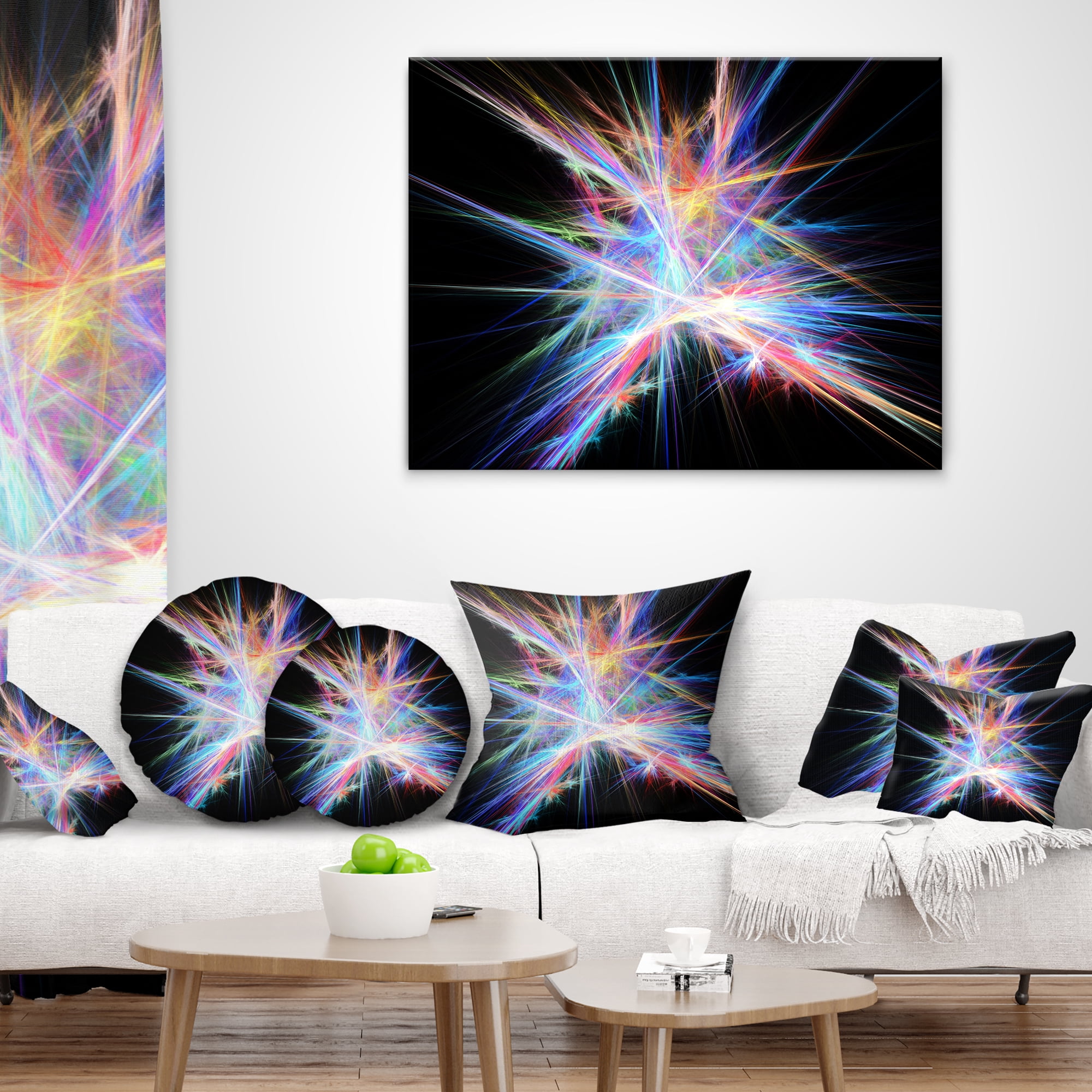 Designart Light Blue Spectrum of Light - Abstract Throw Pillow - 16x16