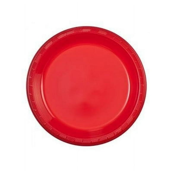 Crown Display 7" Round Red Plastic Dessert Cake Plates 50ct