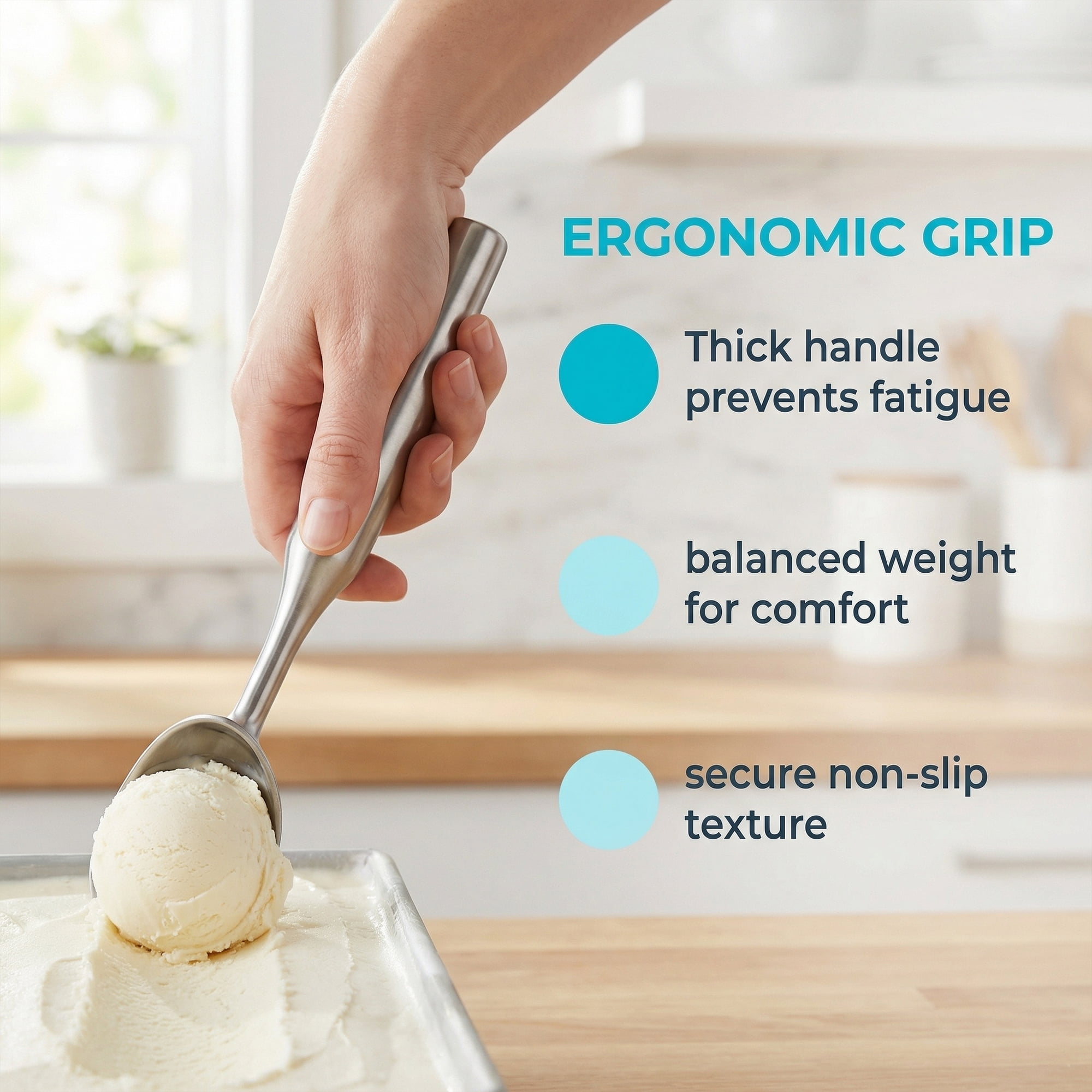 Unique Bargains Stainless Steel Ice Cream Scoop for Use and Cleaning Silver 8.1in