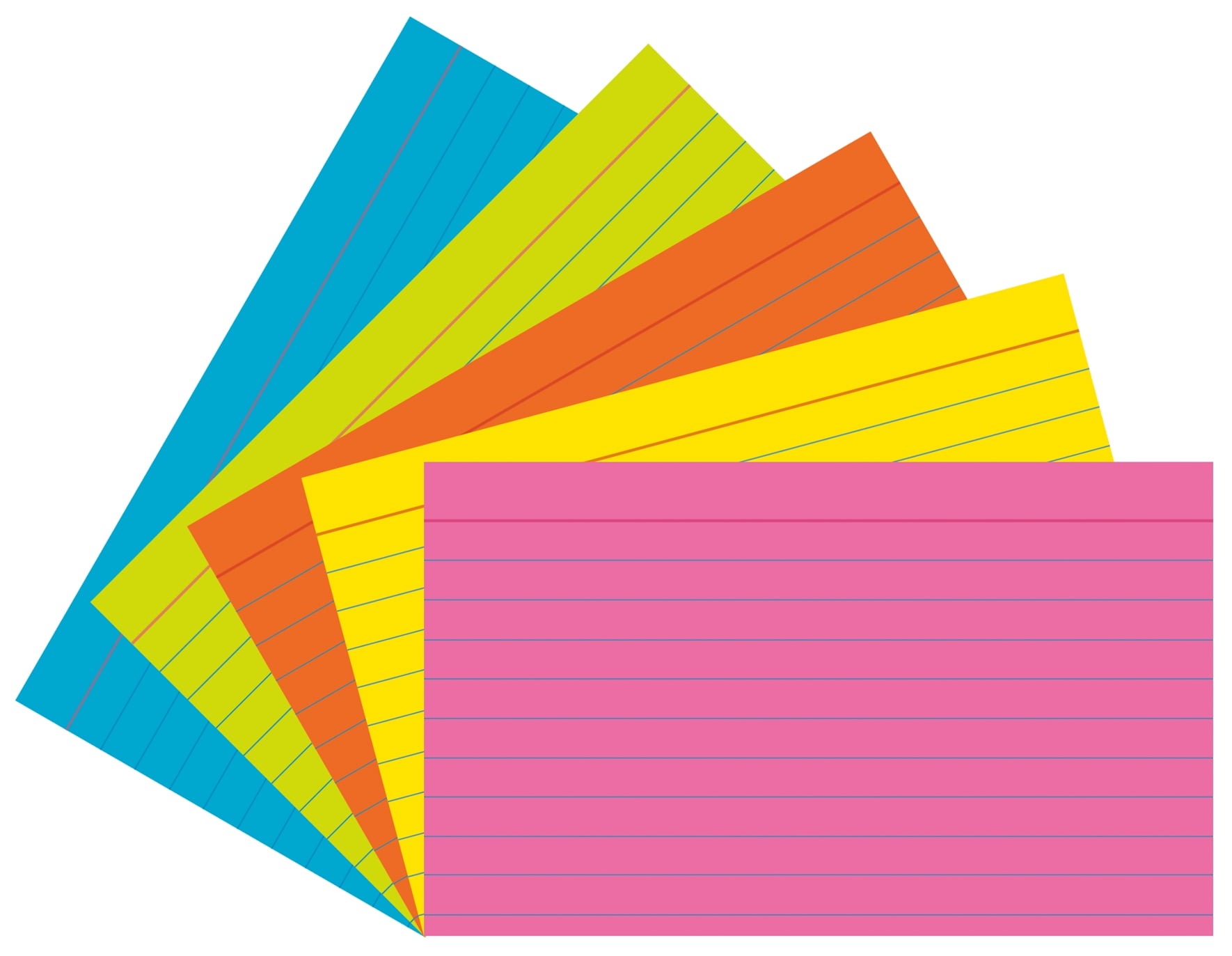 UNIVERSAL Index Cards 5 x 8 Blue/Salmon/Green/Cherry/Canary 100/Pack 47256 