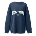 thumbnail image 4 of Cnbwig Pullover Sweatshirts Tops Womens Letter Print Sweatshirt Crewneck Long Sleeve Drop Shoulder Loose Fit Casual Sweatshirt Hooded Sweatshirts Ladies Tops A17-Navy S, 4 of 4