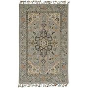 Mansfield Moroccan Wool Rug w/Tassels, Blue/Gray/Orange5ft x 8ft Area Rug