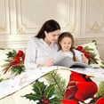 thumbnail image 4 of Erosebridal Lovely Cardinal Animals Twin Comforter Sets,Vintage Floral Plant Bedding Set,Cream Red,Christmas Reversible,2-Piece,1 Comforter and 1 Pillowcase, 4 of 7