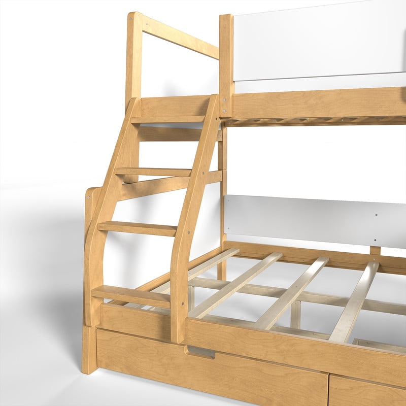 Convertible Twin-Over-Full Wood Bunk Bed Split into 2 Platform Beds, Storage Kids Bed Frame with Under-Bed Drawers