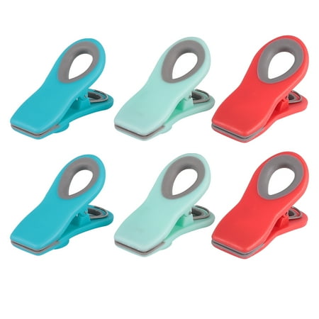 

6Pcs Practical Magnetic Sealing Clips Portable Snack Sealers Food Bags Clamp Note Paper Plastic Clip for Home Kitchen (Random Co