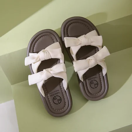 

Fashion Women s Open Toe Platform Sandals Bow Knot Casual Flat Slides Leather Summer Dressy Comfort Walking Slippers