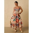 thumbnail image 5 of Apricot Womens Floral Print Maxi Dress With Spaghetti Straps And Embroidered Detail, 5 of 8