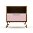 thumbnail image 3 of Rockefeller 1-Drawer Nature and Rose Pink Nightstand (Set of 2), 3 of 7