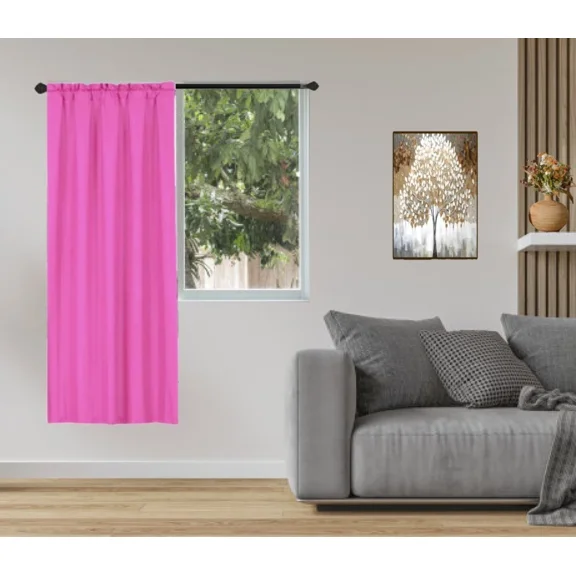 Gorgeous Home Linen 1-Piece 70% Blackout Rod Pocket Solid Window Curtain Panel With Lined Backing 35" X 63" R64 Hot Pink