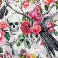 thumbnail image 6 of Orinice Flowers Birds Skull Round Table Cover Stain Resistant Washable Indoor Outdoor Tablecloth Kitchen Dining Wedding Parties 100% Polyester Fiber 46-50, 6 of 8