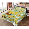 thumbnail image 4 of Ambesonne Emoji Funny Fitted & Top Sheet Set with Shams, Yellow Faces Hearts Art, White Pale Blue Mustard, 4 of 5
