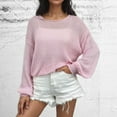 thumbnail image 2 of Diufon Womens Hollow out Tops Fall Casual Solid Color Blouses Round Neck Long Sleeve Pullover Tops, 2 of 5