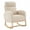 Raw Wood Legs Teddy Fleece | Beige, variant on Sunvasagoo Wingback Rocking Chair with Wood Frame, Fleece/Linen/PU Upholstery, 4 Colors