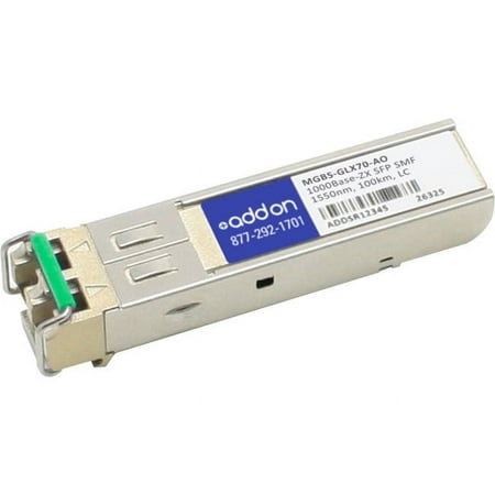 UPC: 0027242593817 | AddOn Amer Networks MGBS-GLX70 Compatible TAA Compliant 1000Base-ZX SFP Transceiver (SMF 1550nm 100km LC)