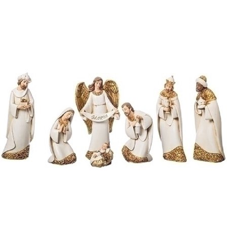 Gold Leaf Finish Set - 7- Piece Nativity Ivory Gold Leaf Finish Set 7