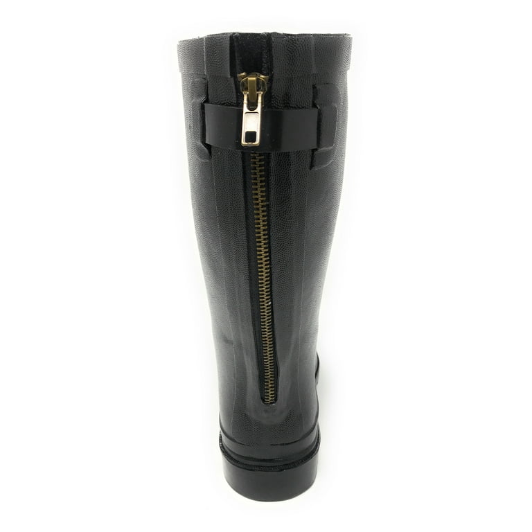 Forver Young Women s Solid Color With Back Mock Zipper Rain Boots