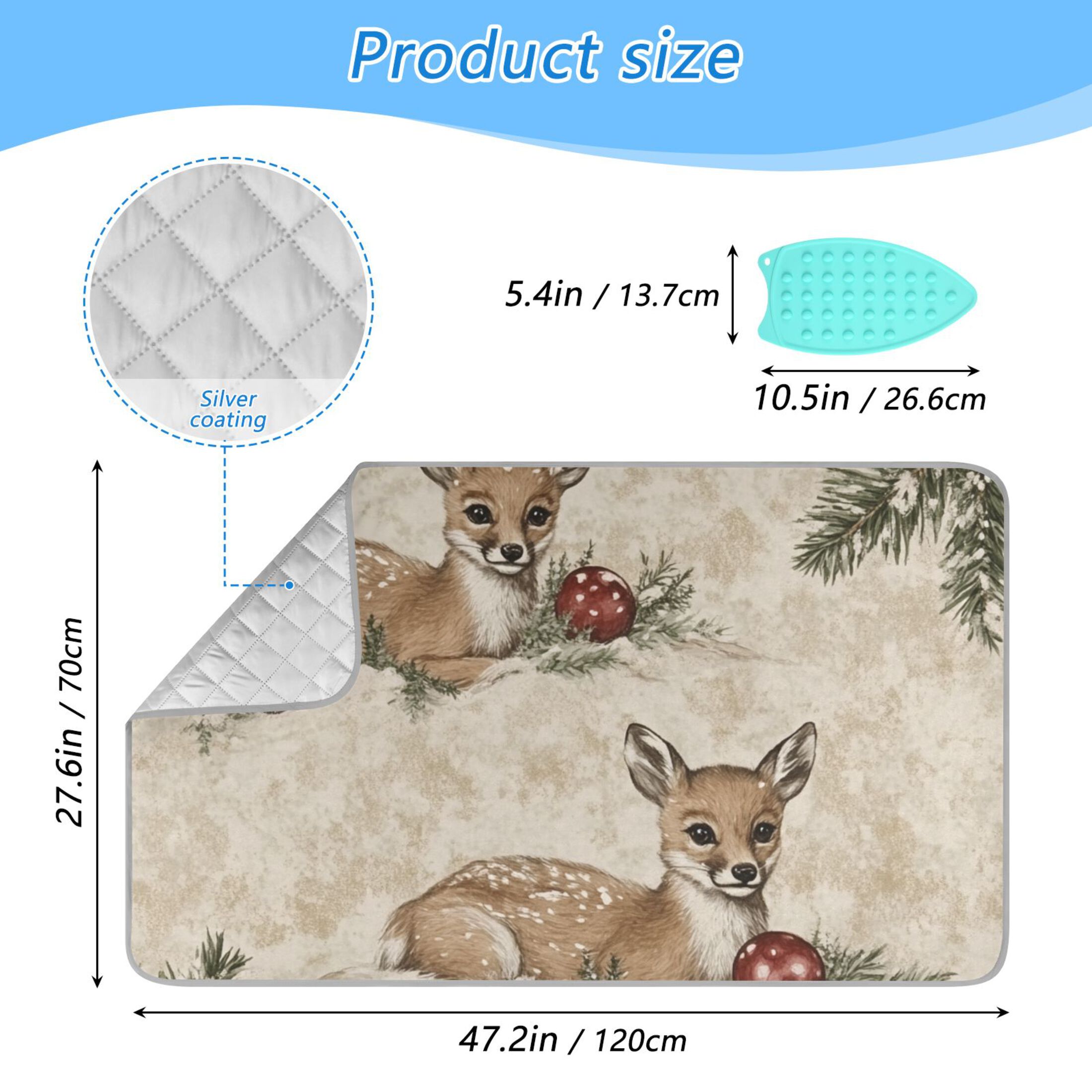 Vintage Nature Scene with Deer Ironing Mat Blanket for Table Top Travel Portable Ironing Board Pad 47.2x27.6 Inch
