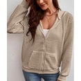 thumbnail image 2 of NJWS Womens Zip Up Hoodie Oversized Sweatshirt Drawstring Waffle Hooded Jackets Casual Daily Outfits With Pockets, 2 of 6