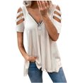 thumbnail image 2 of Wangscanis Women T-shirt, Leopard Printed Pattern Short Sleeve V-neck Tops, 2 of 8