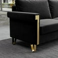 thumbnail image 4 of 76.34inch Mid-Century Modern Velvet Sofa Black Couch with Gold Metal Accents for Living Room or Lounge, 4 of 5