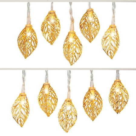 Extra Sparkle - Shiny Golden Leaves LED Indoor Light String - Perfect for Adding Extra Sparkle to Your Seasonal Display
