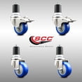 thumbnail image 2 of 3 Inch 316SS Blue Poly Swivel 1-3/4 Inch Expanding Stem Caster Set 2 Lock Brake, 2 of 2