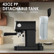 Plum Chef 20-Bar Espresso Machine with Milk Frother, Semi-Automatic Coffee Maker with LED Display, Stainless Steel, Black