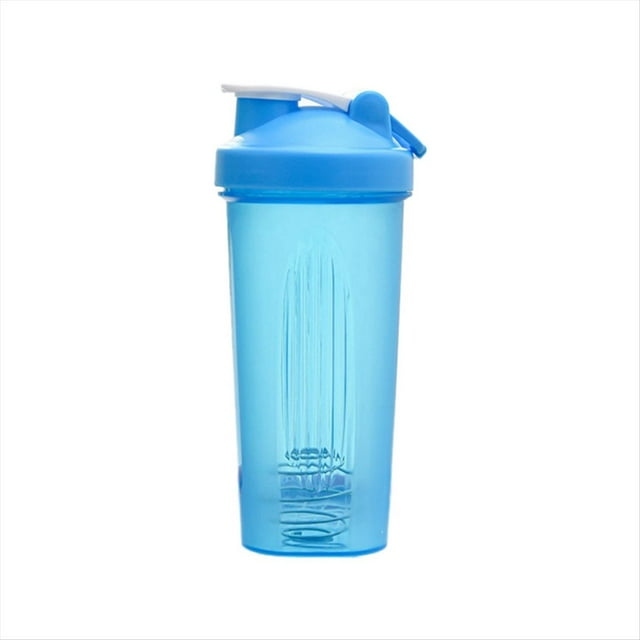 Vaso Coctelera Deportivo PortáTil Conveniente Vaso Agitador Botella Coctelera de PláStico de 600 Ml Adultos Azul