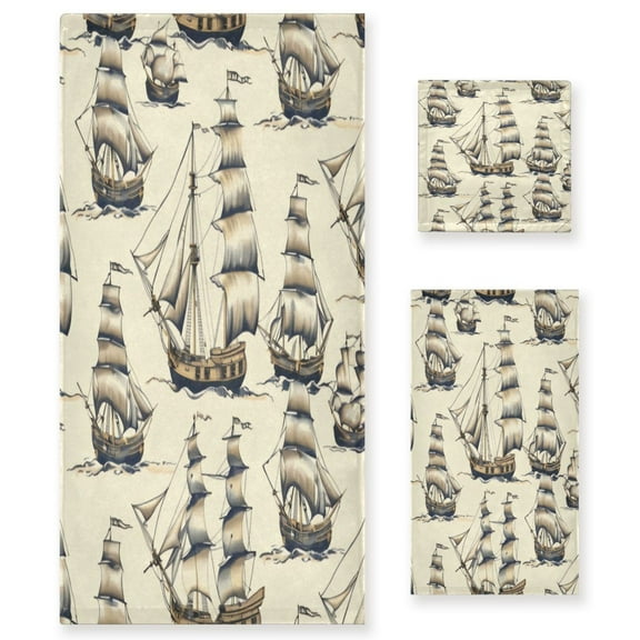Three-Piece Towel Set Face Towel Towel Set Hand Towel Bath Towel Cotton Bath Towels Bath Towel Sets Hand Bath Towels Gray Sailing Seamless