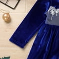 thumbnail image 6 of IBTOM CASTLE Toddler Baby Girls Christmas Dress Lace Velvet Long Sleeve Ruffle Princess Wedding Birthday Party Dress Fall Winter Clothes 18-24 Months Blue, 6 of 8