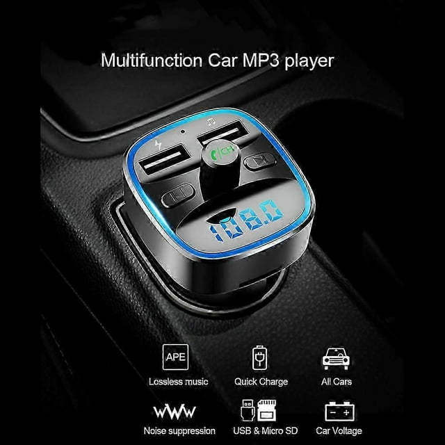 T25 Fm Transmitter Car Bluetooth-compatible 5.0 Smart Voice Navigation Mp3 Player Dual Usb Fast Charging Handsfree Wireless 2022