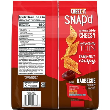 snap cheez barbecue crispy ounce percent baked snacks thin cheese real