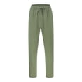 thumbnail image 3 of Afdoent Men's Casual Pants Men’S Solid Color Casual Pocket Side Zipper Wide Leg Pants Elastic Waist Belt Loose Pants Trousers For Men, 3 of 8