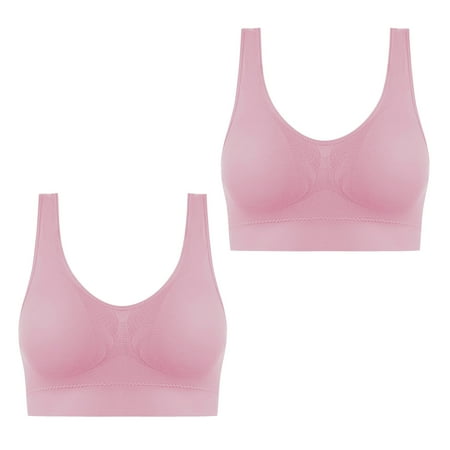 2 Pack Push Up Sports Bra for Women Stretchy Wireless Comfort Sleep Bras Plus Size Workout Yoga Tank Tops