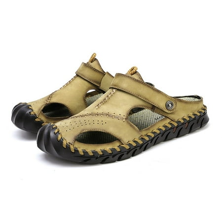 

Men s Summer Casual Leather Sandals Breathable Outdoor Beach Shoes