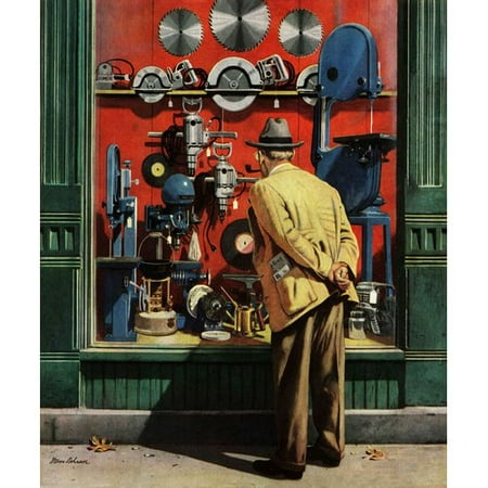 Marmont Hill Power Tool Window Shopping by Stevan Dohanos Painting Print on Wrapped Canvas