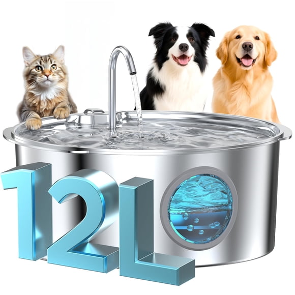 Fuente de agua para perros GROOKPET 12 L de acero inoxidable silenciosa