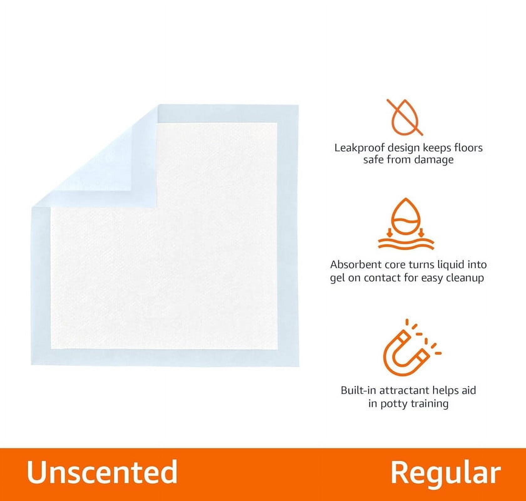 Dog and Puppy Pee Pads with Leak-Proof Quick-Dry Design for Potty Training, Standard Absorbency, Regular Size, 22 x 22 Inches, , Blue & White (10-100 Count)