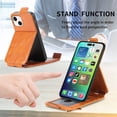 thumbnail image 5 of SaniMore for iPhone 14 Magnetic Closure Top & Bottom Flip Wallet Case, Premium PU Leather Cover with Car Mount Card Slot & Adjustable Kickstand Full Body Protective Shell, Brown, 5 of 9