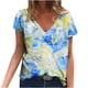 thumbnail image 1 of Blusa estampada de verano para mujer, camisetas casuales de manga corta con cuello en V, camisetas Pompotops  hkajfhjk472438, 1 of 5