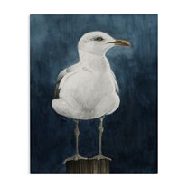 Stupell Industries Seagull Perched over Blue Animals Painting Wrapped Canvas Art Print Wall Art, 36 x 48