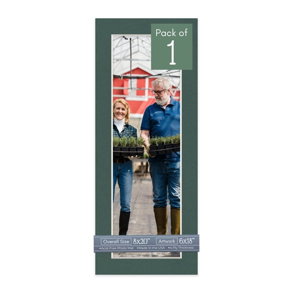 Spruce Green Picture Frame Mat for 8x20 Frames - Fits 6x18 Photos - 1 Mat