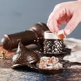 thumbnail image 4 of Decorative Sugar Bowl with Lid, Turkish Delight Container, Antique Ottoman Design Serving Dish with Dome, Food Grade Metallic Mini Candy Holder for Gift, Home and Kitchen (Copper), 4 of 6