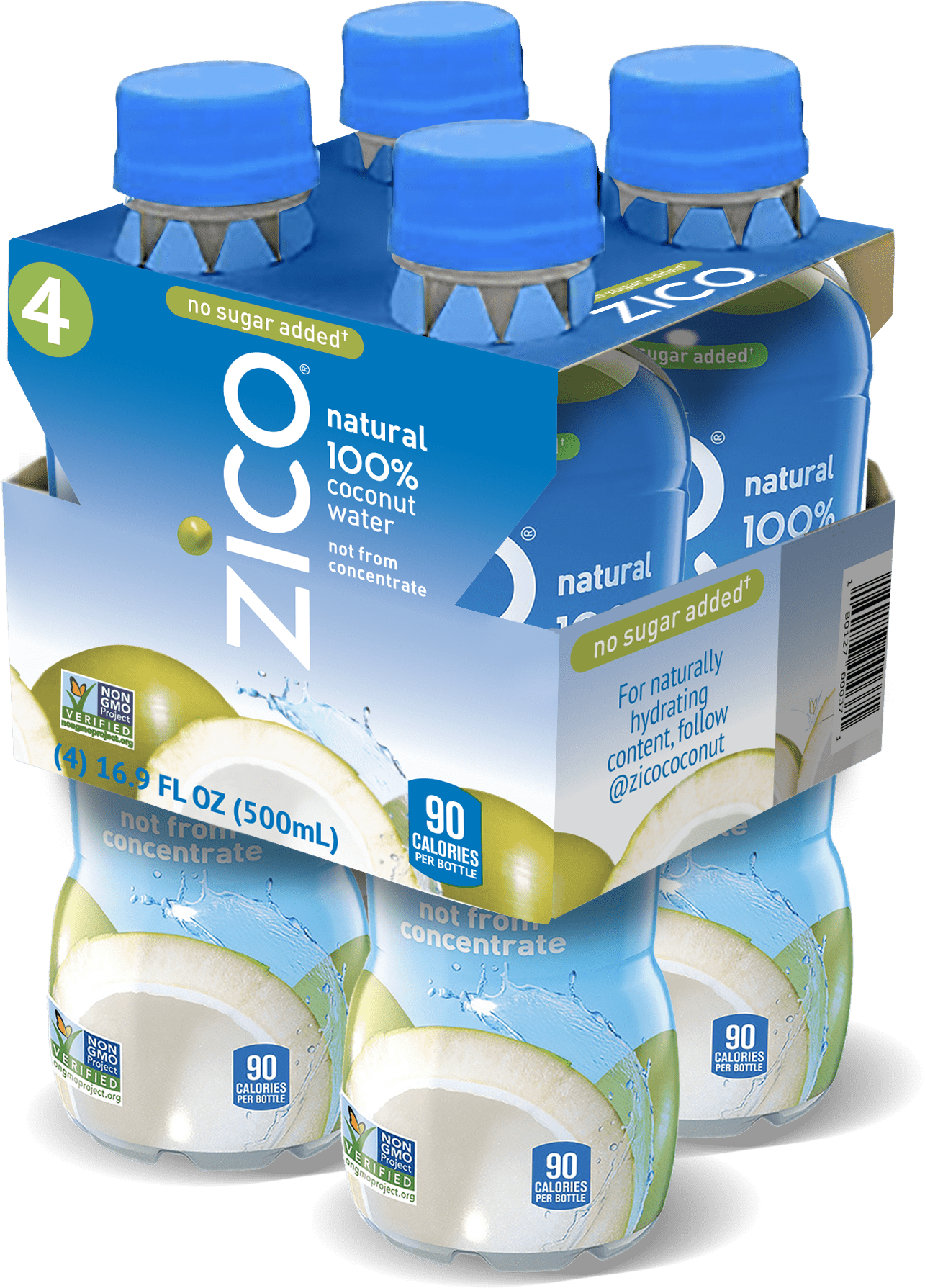 Zico 100 Coconut Water, 4Pack, 16.9 fl oz