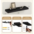 thumbnail image 2 of 6 Pack Black Floating Shelves,24" W x 5.8" D x 1.5" H, Holds Up to 37 Lbs, Ideal for Living Room, Bedroom, Bathroom, Kitchen, Office, Storage, Display, with Invisible Brackets Wall Shelves, 2 of 14