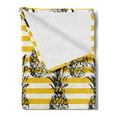 thumbnail image 2 of Grunge Soft Flannel Fleece Throw Blanket, Retro Striped Background Pineapple Vintage Hippie Graphic, Cozy Plush for Indoor and Outdoor Use, 60" x 80", Black and Earth Yellow, by Ambesonne, 2 of 5